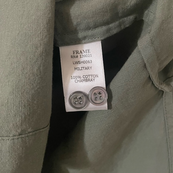 Frame Green Cotton Button Down Tunic Streetwear Natural Fibers Military Small - Picture 4 of 9